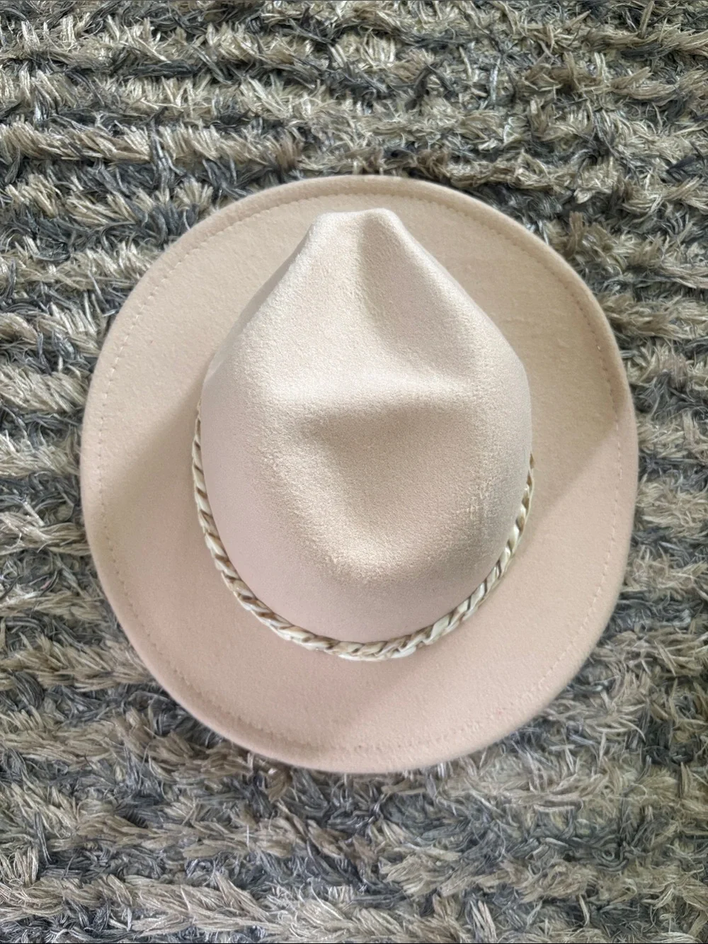 New! Kendall & Kylie Blush Chain-Trim Fedora One Size